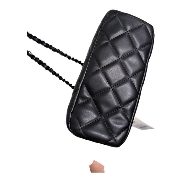 NWT Christian Lacroix Beckon Quilted Shoulder Crossbody Vegan Minimalist Black - Picture 5 of 8